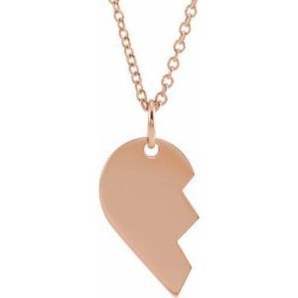 14K Rose 17x10 mm Right Broken Heart 16-18